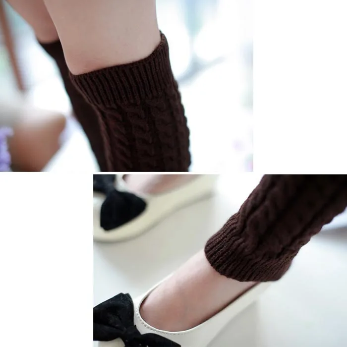 

1pair Women's Socks Winter Over Knee Long Knit Crochet Leg Warmers 4 Colors Stitching Solid Socks Female Beenwarmers 2021