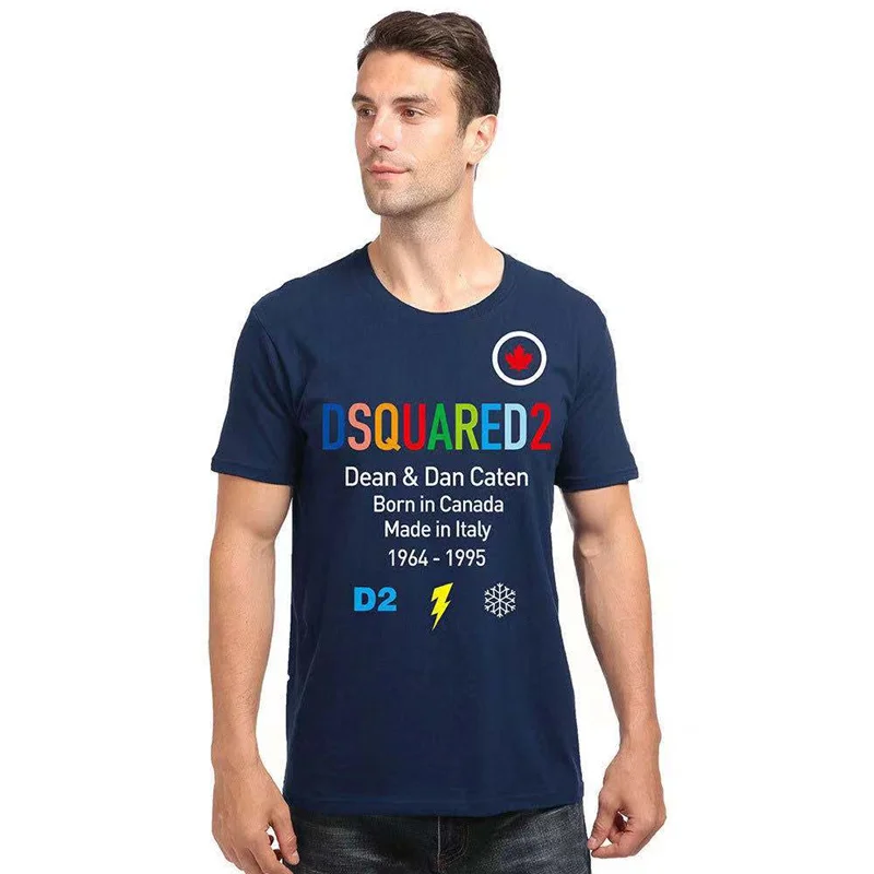 

2021 European and American summer new style DSQ2 tide brand short-sleeved t-shirt men's summer men's trend Slim