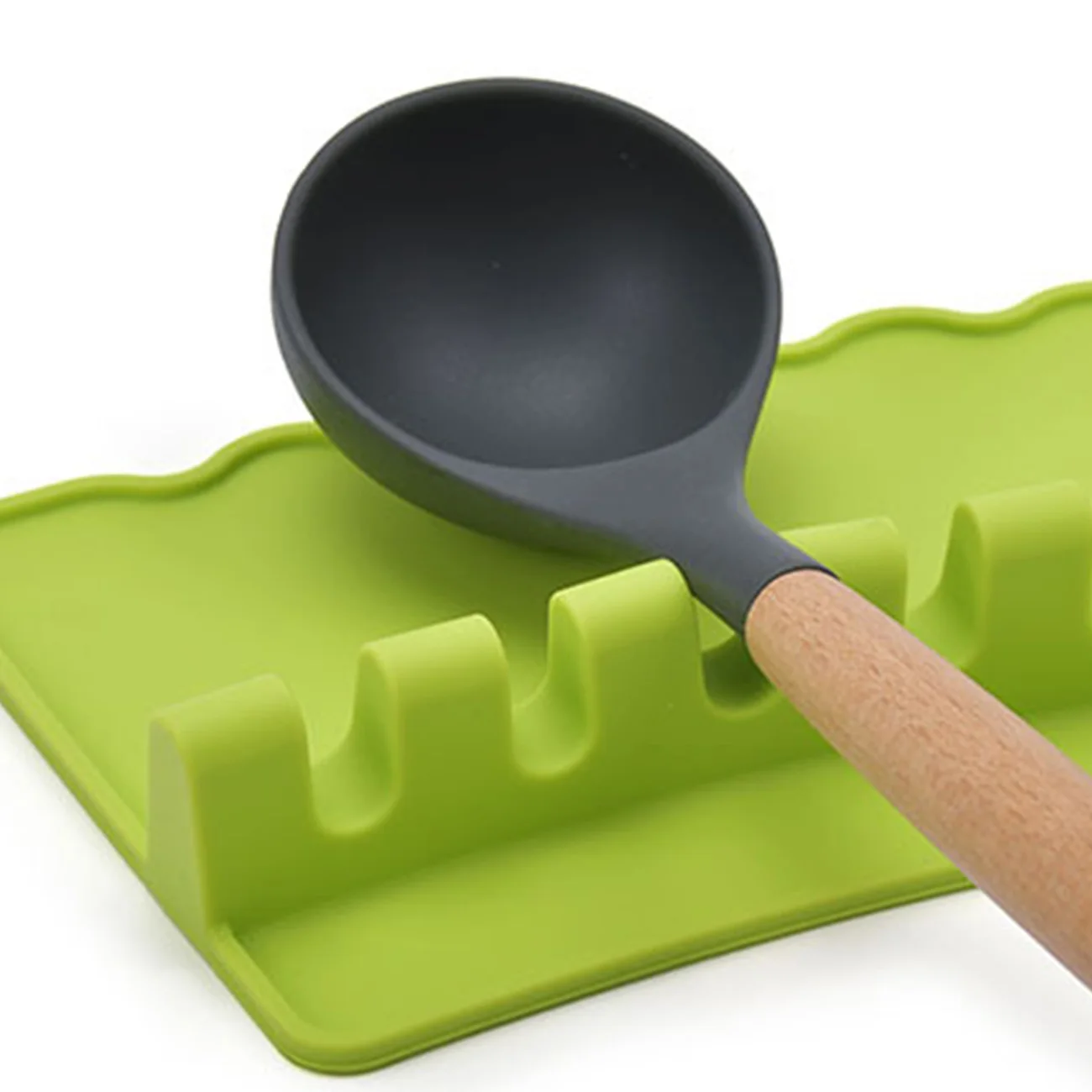 

6 Slots Silicone Utensil Rest with Drip Pad, Utensil Holder for Countertop, Kitchen Cooking Utensil Rack, Spatulas, Spoons