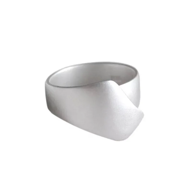

Korean S925 Sterling Silver matte irregular geometry simple personality atmospheric female index finger ring adjustable Gothic