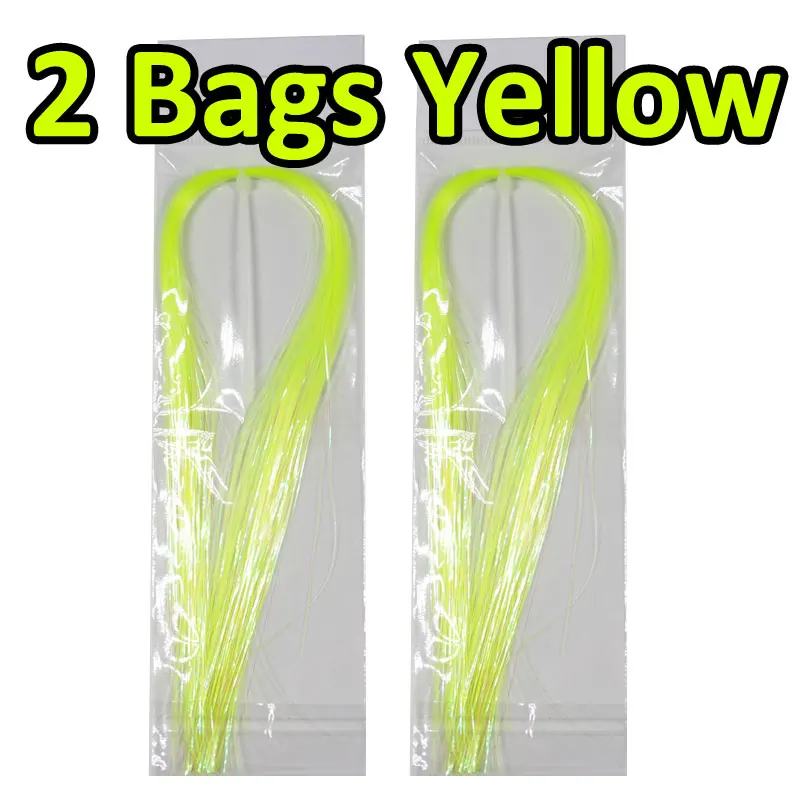 2 bags yellow Bimoo 2 упаковки УФ лед крыло мухобойка Flashabou трубка Щука мухобойка материалы приманка джиг DIY вспышки - Цвет: 2 bags yellow