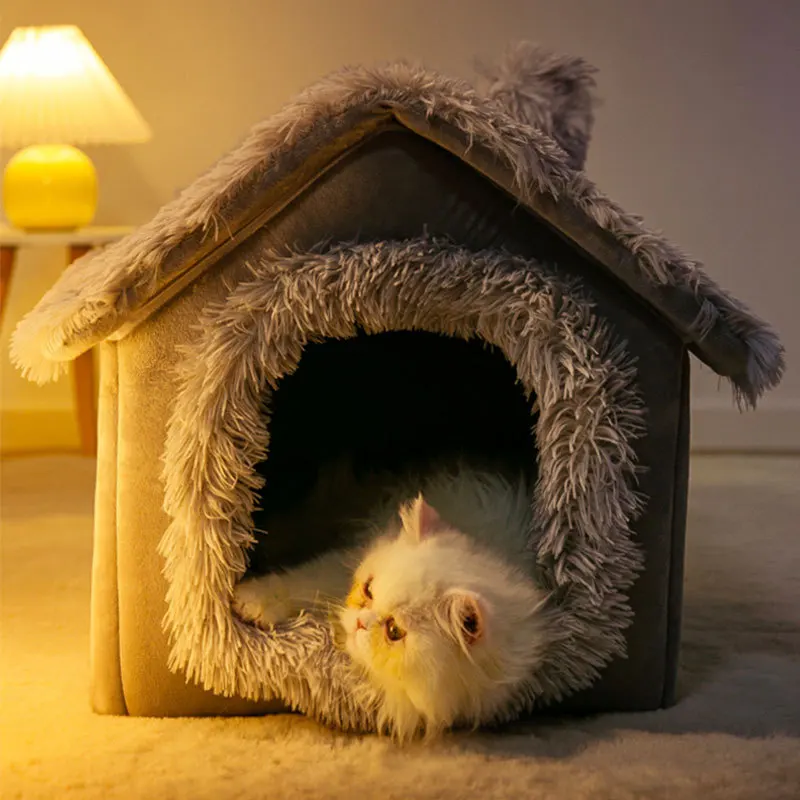 Removable Dog House Puppy Kennel Pet Luxury Villa Cat Tent Nest Enclosed Teddy Chihuahua Cave Small Dogs Basket Dog Supplies images - 6