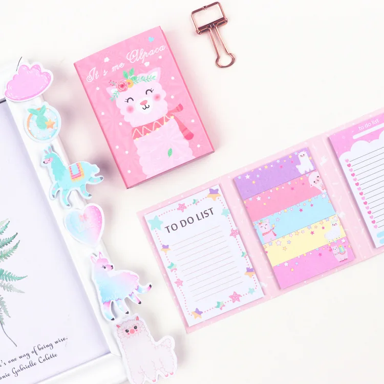 Kawaii Альпака Красочные 6 складной Блокнот N раз бумаги для заметок на клейкой