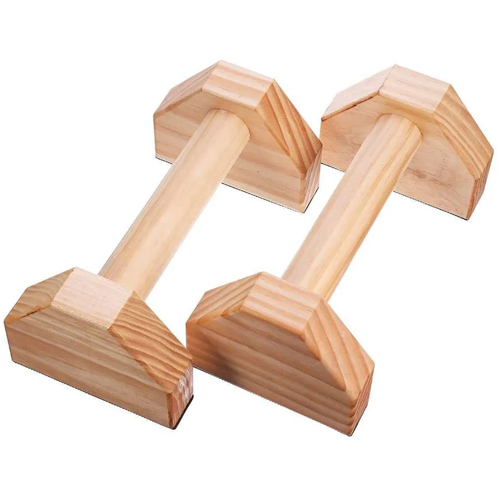 

Hot-1 Pair Parallettes Gymnastics Calisthenics Handstand Bar Wooden Fitness Exercise Tools Training Gear Push-Ups Double Rod Sta