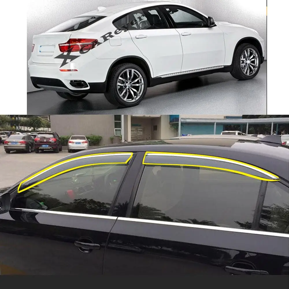 

Car Body Styling Sticker Plastic Window Glass Wind Visor Rain/Sun Guard Vent Protector For BMW X6 E71 2008-2014