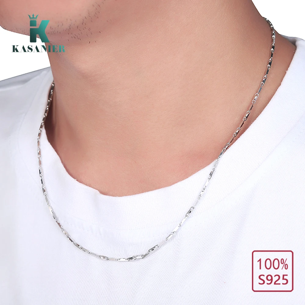 KASANIER New 2020 Woman Fine S925 Sterling Silver 1.8mm Necklace Chains With Lobster Clasps For Man and Gift Italy jewelry | Украшения и