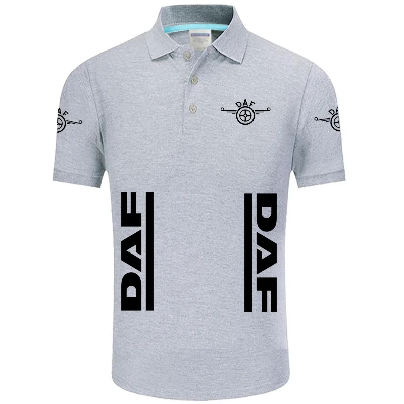 

Unisex shirts Summer High quality brand DAF logo polo short sleeve shirt Fashion casual Solid Polo Shirt
