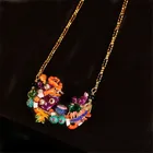 Пустыни Сумерки серии цветной глазированный Золотое кольцо змея кактус ожерелье цепочка с кулоном мода все-матч Женская Ins ювелирные изделия