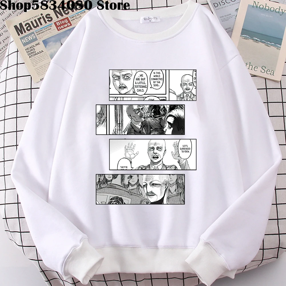 

Harajuku Sweatshirt Women Men Hoodies Japanese Anime Graphic Hoodies Woman Oversize Clothing Hip Hop O-neck 2021 Attack on Titan