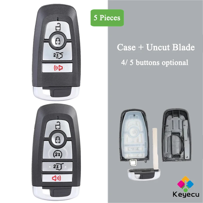 KEYECU 5 шт./лот Keyless Entry Smart Remote Key Shell с 4/5 кнопками FOB для Ford Fusion Explorer Expedition Edge 2017 18