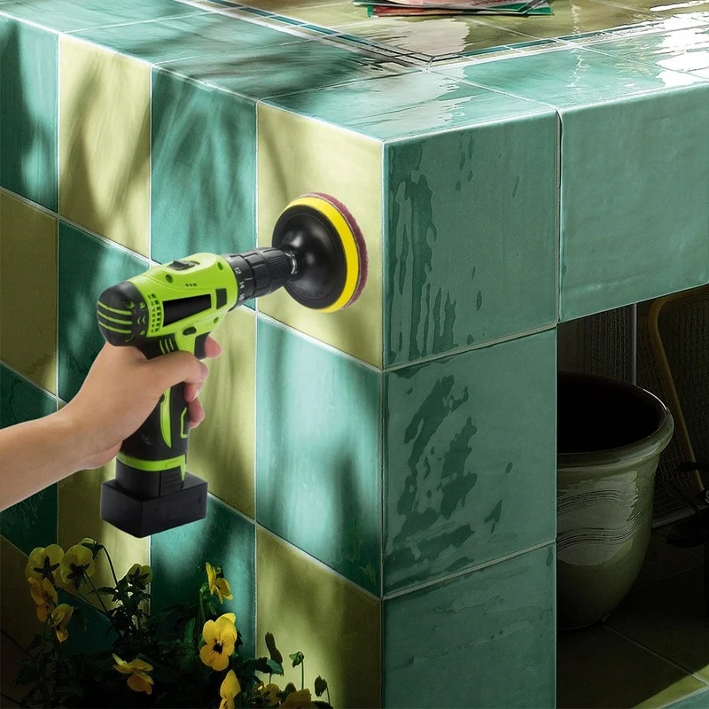 

Promotion! 4 Inch Drill Power Brush Tile Scrubber Scouring Pads Cleaning Kit, Heavy Duty Household Cleaning Tool (Drill NOT Incl