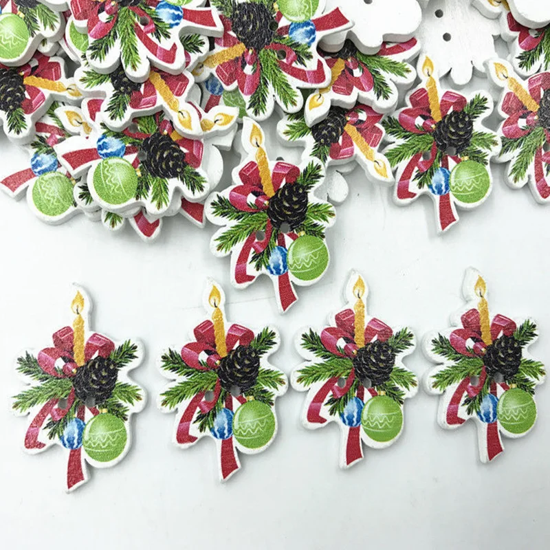 DIY 100 шт рождественские деревянные декорации пуговицы шитье ремесла Скрапбукинг