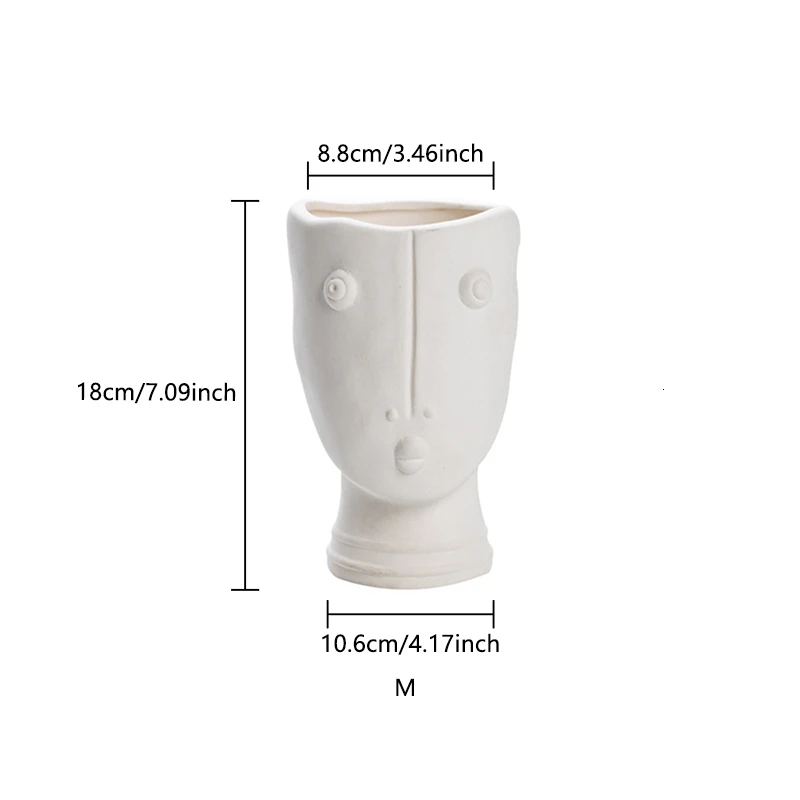 M Human Face Vase Abstract Sculpture Portrait Ceramics Vase Flower Pot Flower Arrangement Modern Ornament Decoration Flowers Vases - Цвет: M