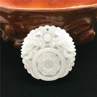dragon gossip natural white jade pendant necklace chinese hand carved charm jewellery amulet fashion accessories for men women