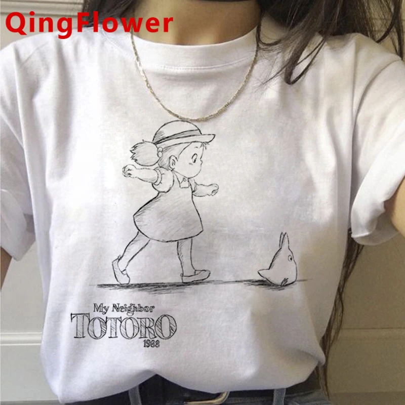 

Totoro Studio Ghibli Miyazaki Hayao t shirt summer top women print 2021 couple casual aesthetic top tees summer top streetwear