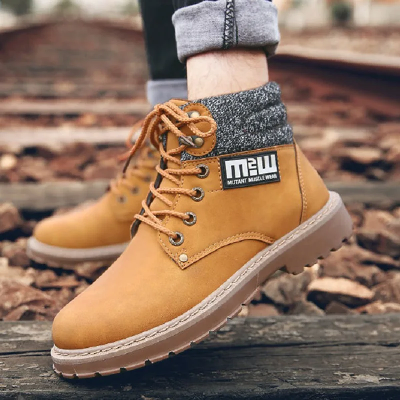Мужские Зимние ботильоны Модные мужские повседневные ботинки в деловом стиле