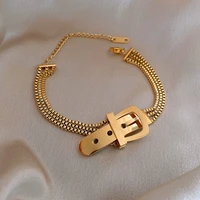 origin summer unique design belt buckle charm bracelet for women for women delicate gold silver color chain bracelet jewelry