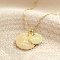 personalised solid double disc necklace custom jewelry handwriting stainless steel customized nameplate jewelry mom gift