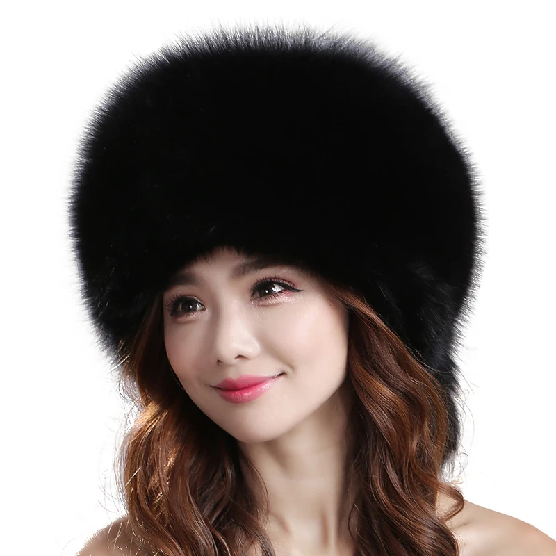 

Real fox hat 2020 new girl fashion fur bomber hat ladies winter warm good quality real fox fur hat natural soft real fur hat
