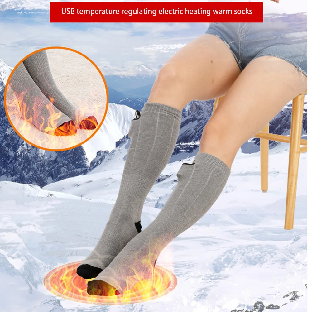 

2pcs 2200/4500mah Electric Heating Socks 3-Gear Elastic Cotton Wear Resistant Washable Rechargeable Winter Thermal Stockings