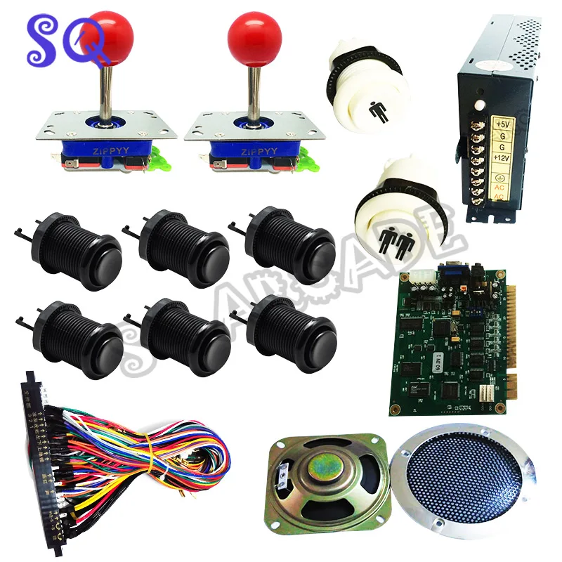 5 style joystick Classical arcade game 60 in 1 kit with power supply speaker joystick american button 1P2P button jamma wire