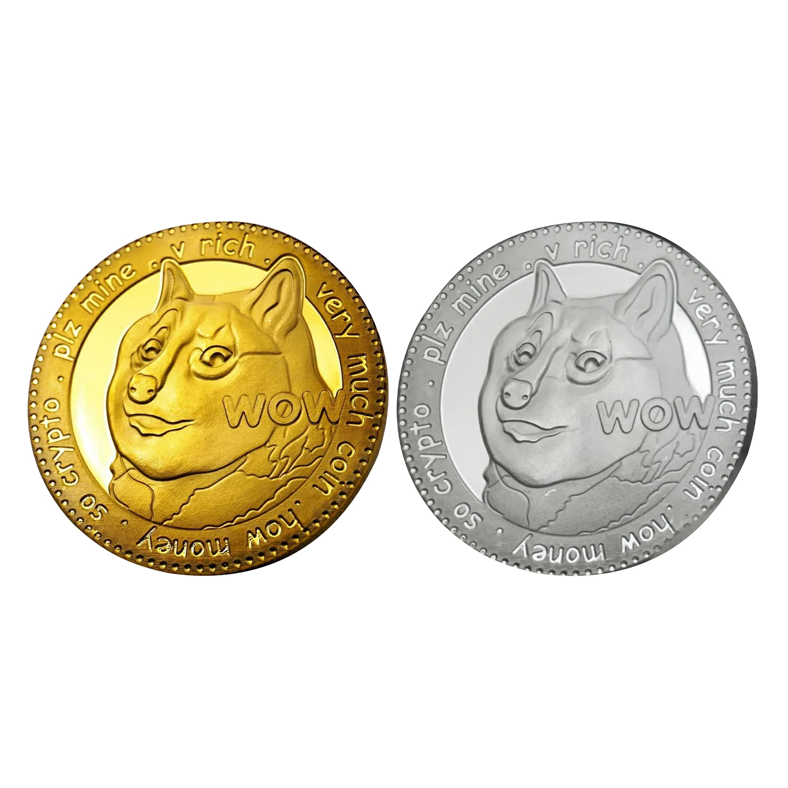 

Gold Dogecoin Round Physical Blockchain Crypto Currency Collectable Gift Commemorative Coins Dog Souvenir in stock