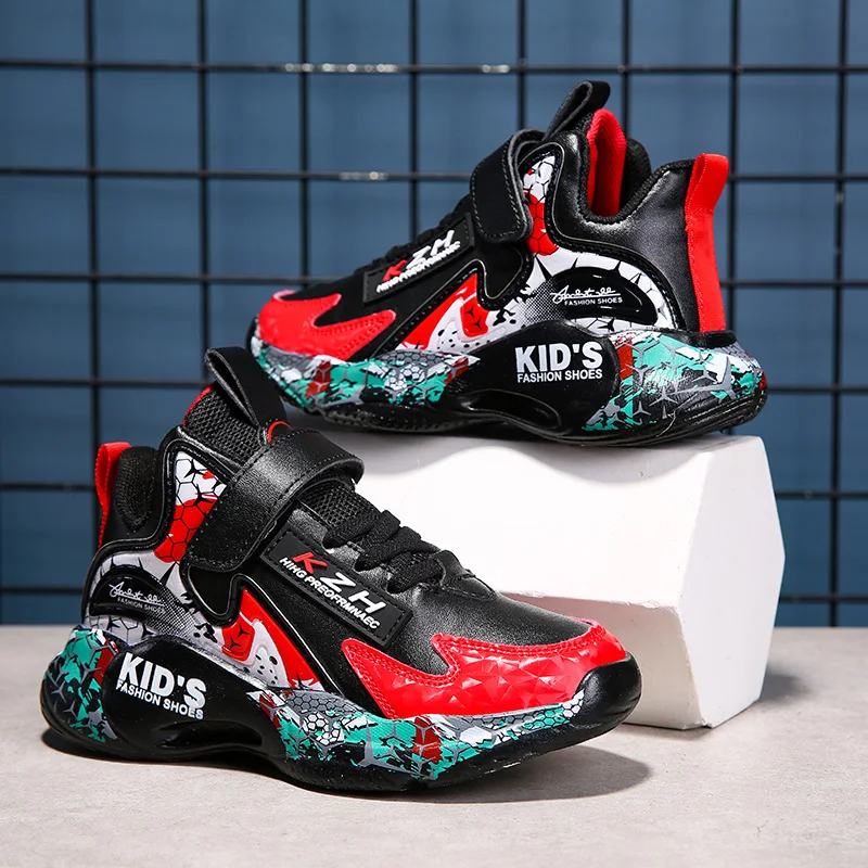 Кроссовки детские кожаные на толстой подошве для баскетбола | Спорт и