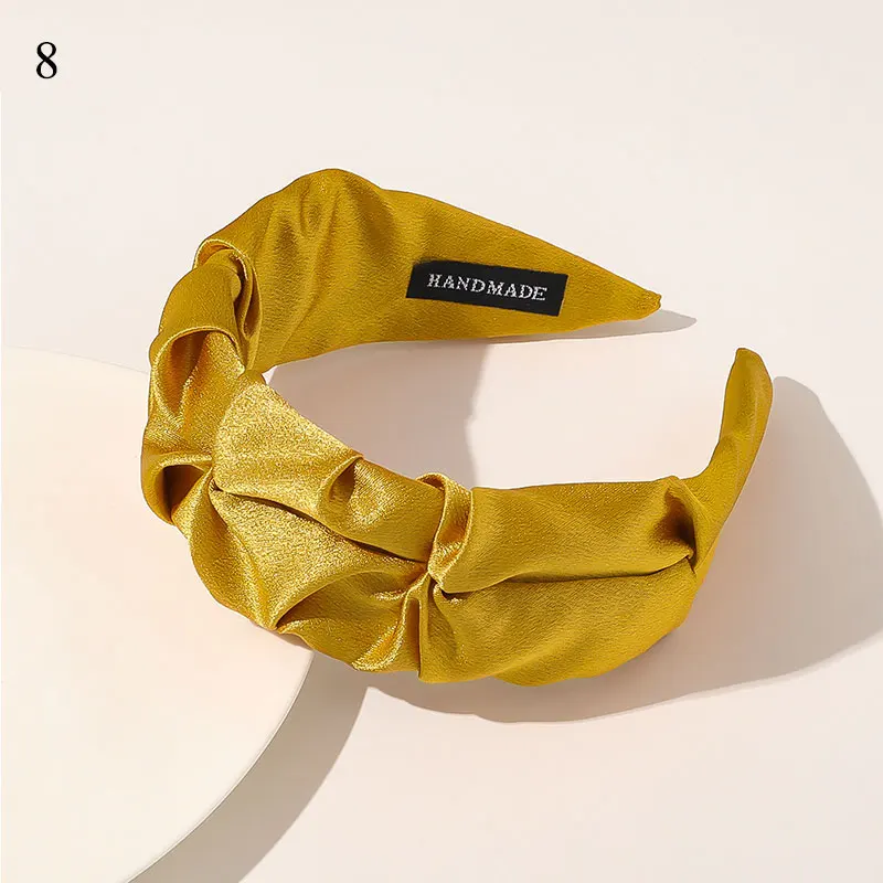 

Fashion Pleated Korea Hair Hoop Headband Wide-brim Knotted Solid Color Women Turban Floral Printed Headband Leopard Head Hoop