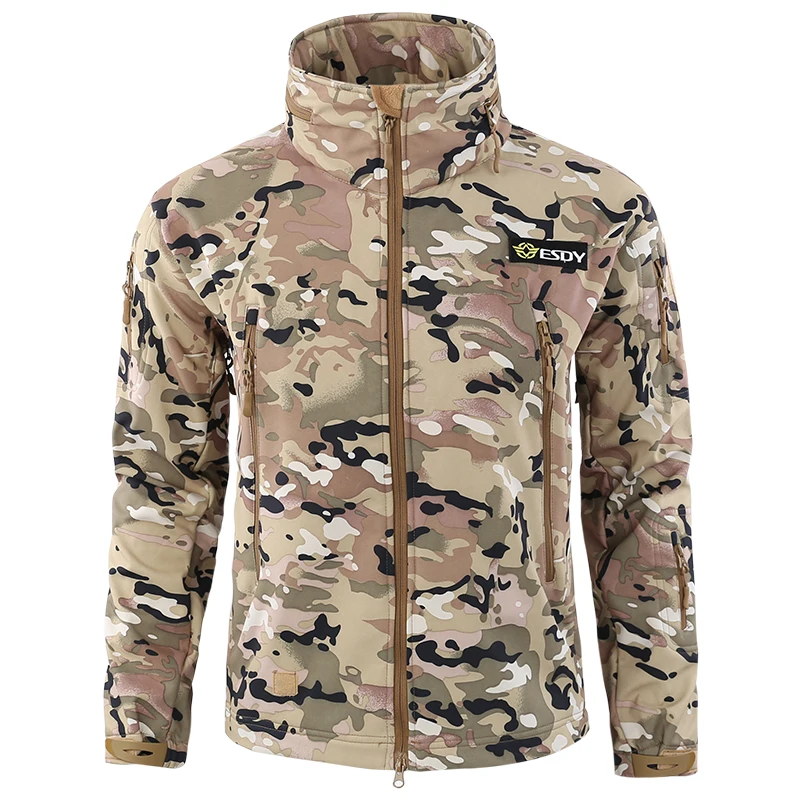 ESDY Brand Shark Skin Soft Shell Military Tactical Jacket Men Waterproof Army Fleece Clothing Multicam Camouflage Windbreakers | Спорт и