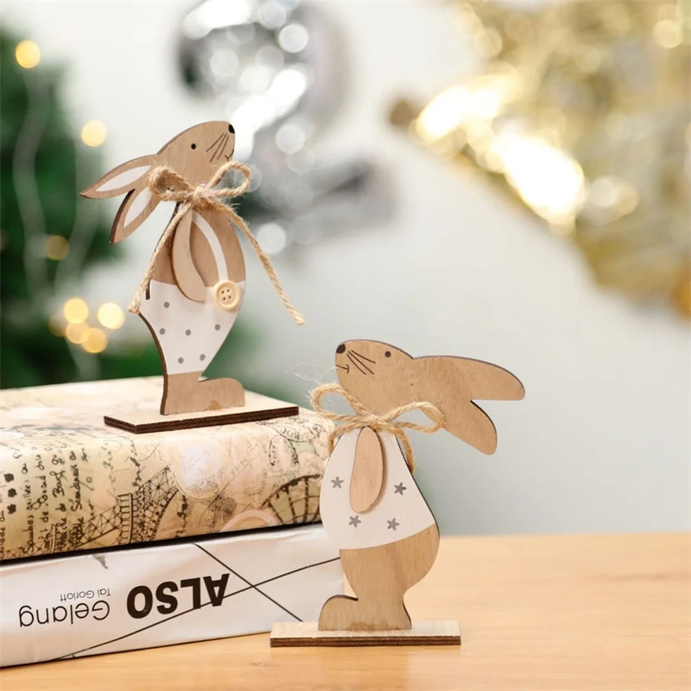 

DIY Easter Bunny Party Decoration for Home Easter Wooden Rabbit Doll Easter Plush Home Party Supplies Decorations Kids Toys Gift