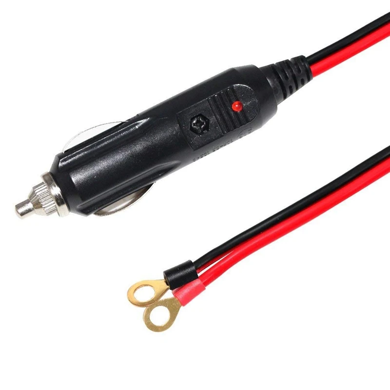 

1Ft Car Male Cigarette Lighter Male Plug Adapter To Battery Ring Terminal Harness Assembly Extension Cable With 15A Fuse