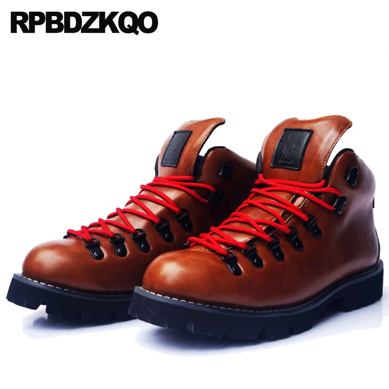 Со шнуровкой осенние короткие мужские армейские сапоги в стиле ретро