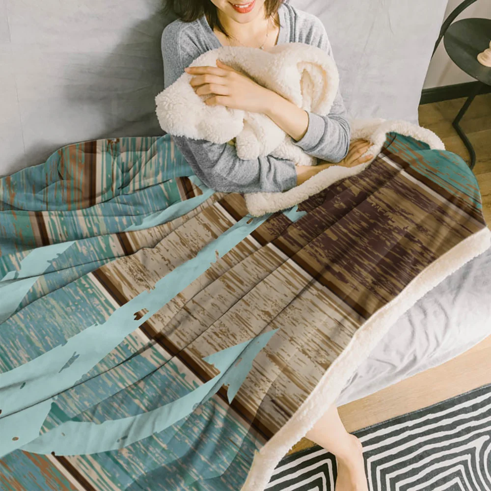 Зимнее кашемировое одеяло винтажное покрывало из древесины с якорем Фланелевое