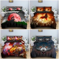 3d animal wolf pattern bedding set soft luxury quilt cover bedclothes with pillowcase king queen size home textile 23pcs