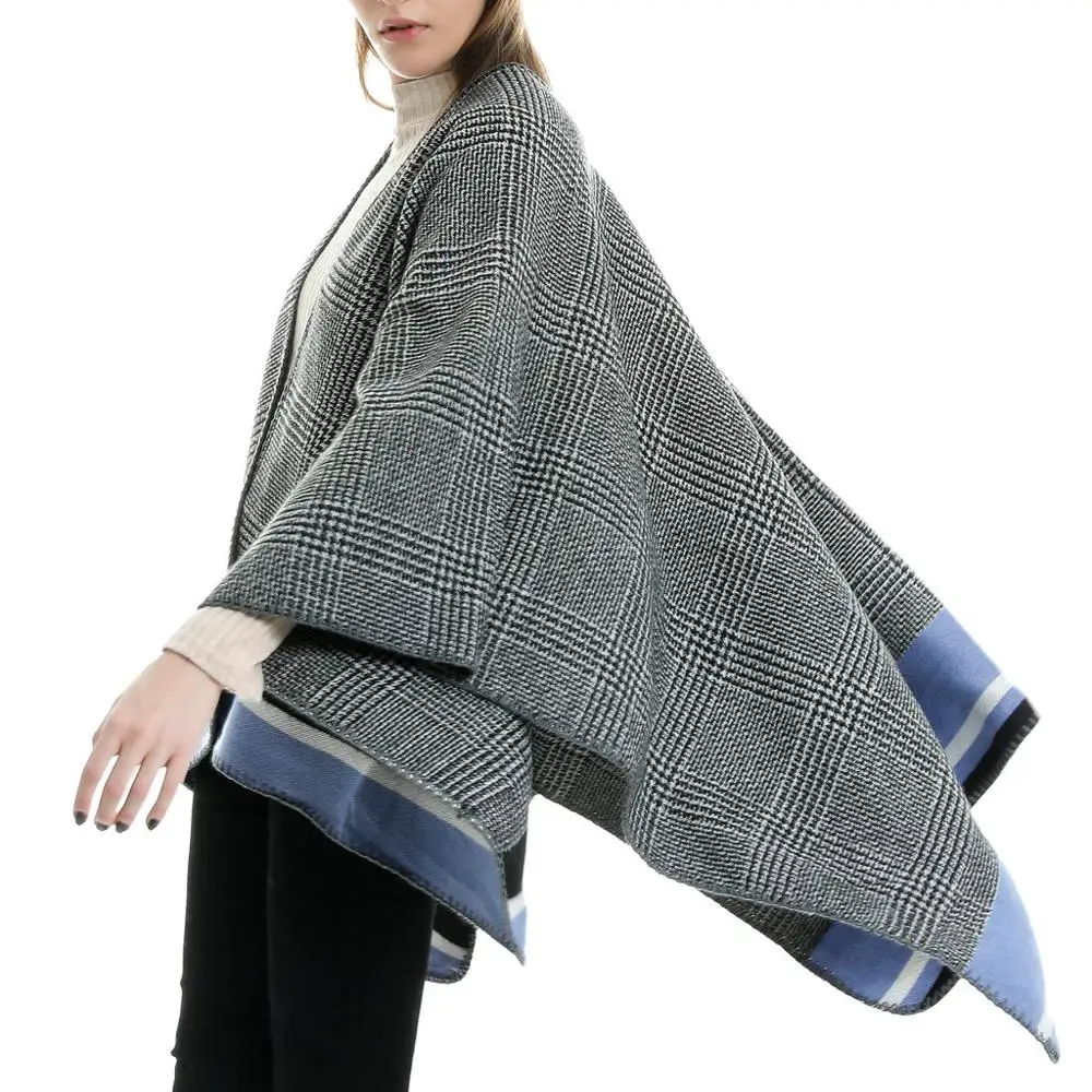 Зимняя накидка для женщин мягкий кашемировый кардиган с принтом шаль пальто