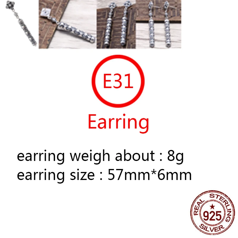 

E31 S925 sterling silver earrings personality retro punk hip-hop style eternal cross flower letter shape jewelry birthday gift