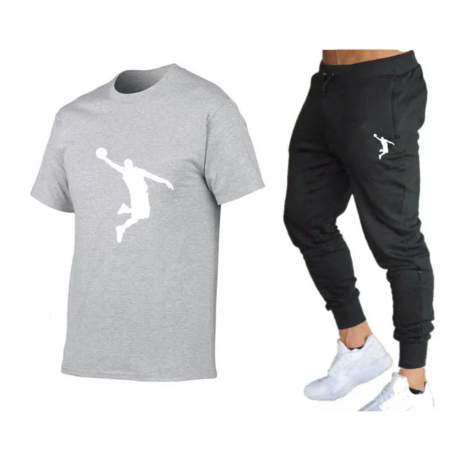 

Hot-Selling Summer T-Shirt Pants Set Casual Brand Fitness Jogger Pants T Shirts Hip hop Fashicon Men'sTracksuit