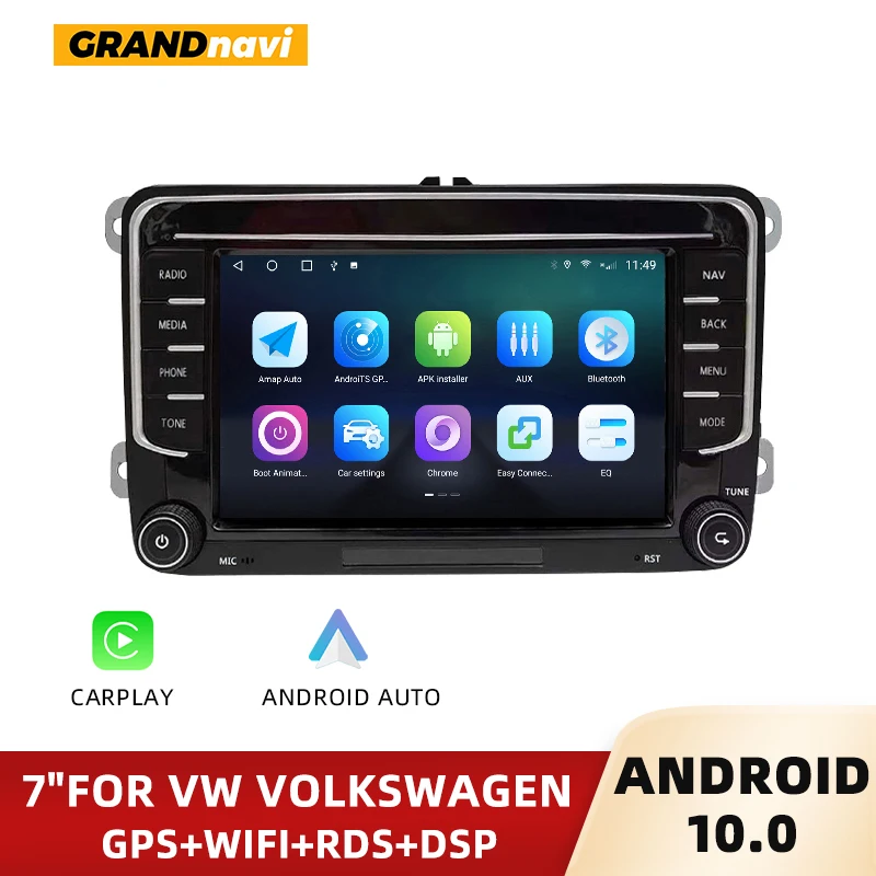 Автомагнитола GRANDnavi 2DIN Android 10 GPS-навигация для VW Passat B6 Amarok Volkswagen Skoda Octavia 2 Superb Jetta T5