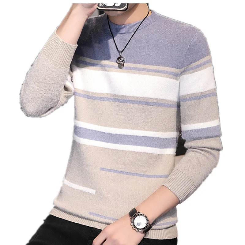 

Autumn Winter Mens Pullover stripe Sweater Casual Men Pullovers Men's Slim Knitted Pull Sweaters Clothing Casual jersey hombre