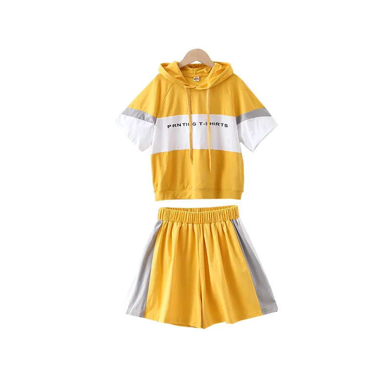 

Girls' summer suits 2021 new children's summer short-sleeved T-shirt two-piece suits, big children's Korean style foreign clothe