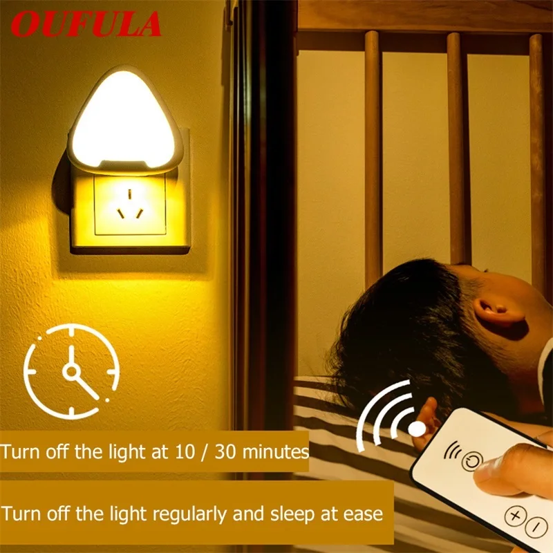 

OUFULA LED Night Light Dimmer Sconces Contemporary Lamp With Remote Control For Home