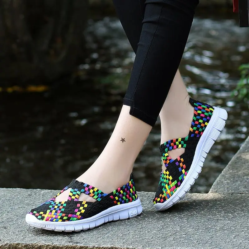 

Big Size Slip on Women Sports Shoes 2019 Sporty Woman Sneakers Summer Footwear for Sport Shoes Running Sneakers Black Walk B-393