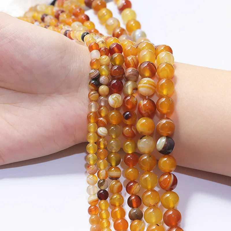 Бусины из натурального шелка и агата круглые Янтарные россыпью для изготовления