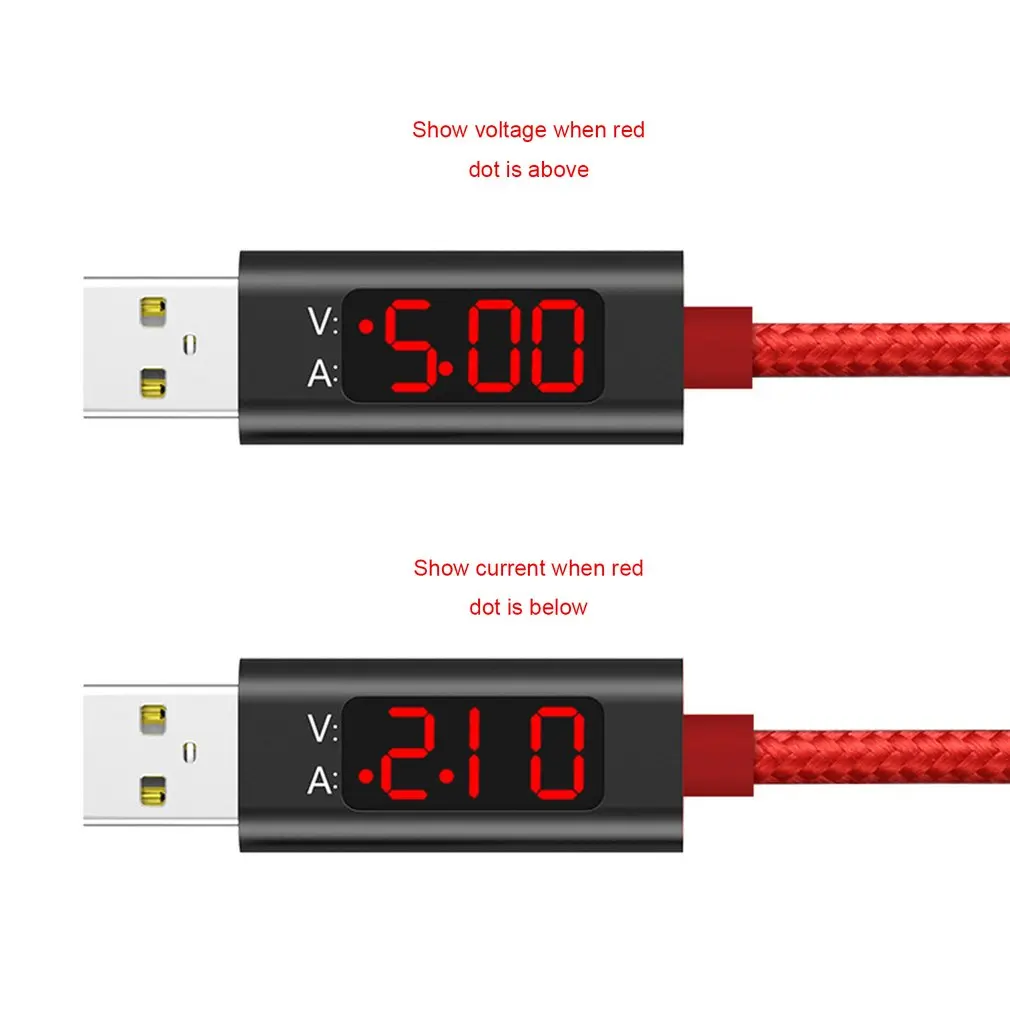 USB Data Cable Micro for Iphone Type-C with LED Display Smart Charging Protection Cellphone Powerbank Charger Tester Line | Электроника