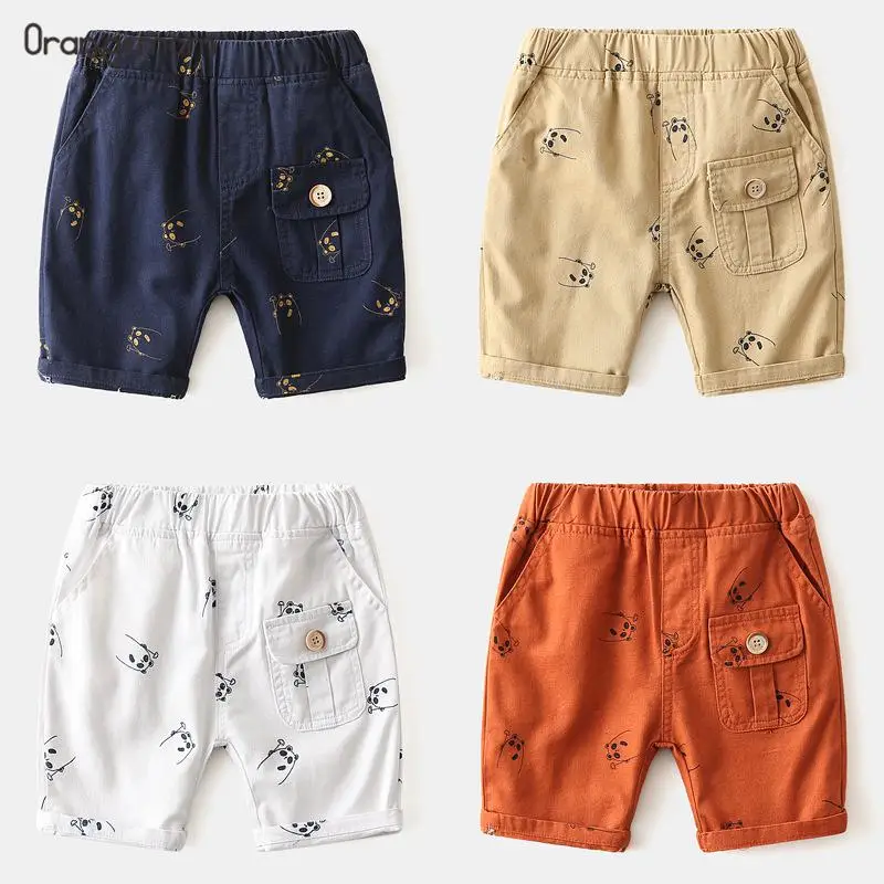 

Kids Boys Shots Summer Children Pants Boy Casual Khaki Shorts Solid Cartoon Outwear Soft Cotton Beach Shorts For 2-6y Kids Boys