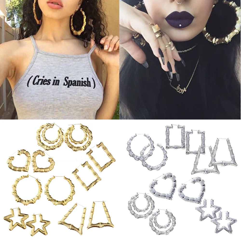 Новые серьги в этническом стиле цвет: золото серебро сплав тон бамбук панк