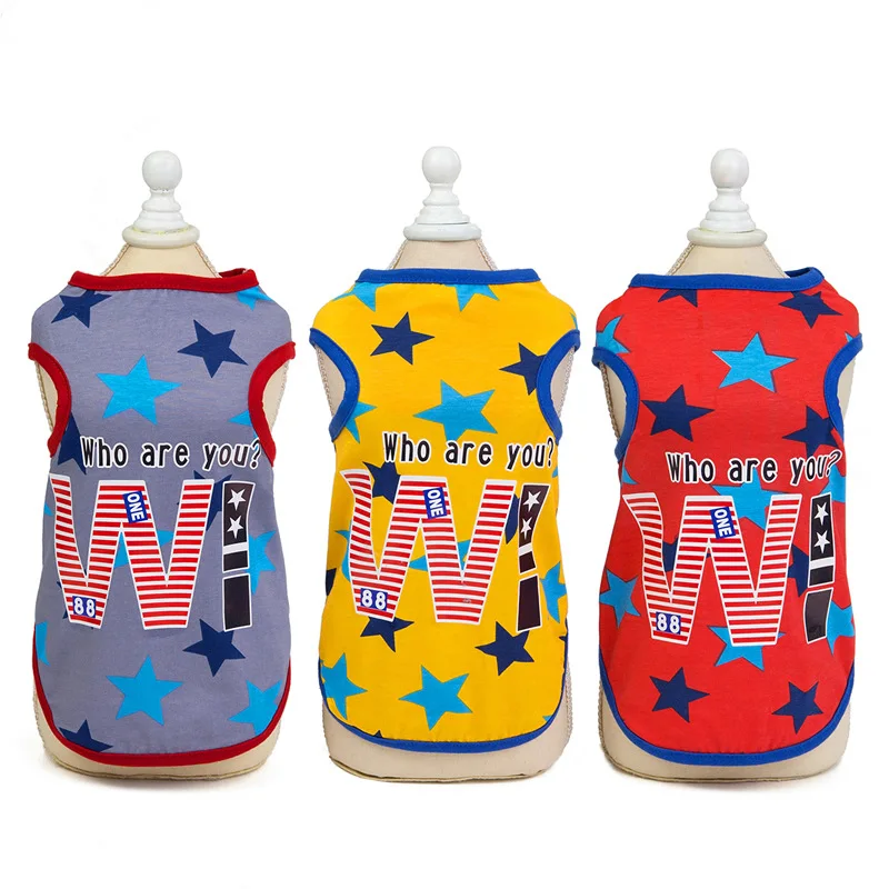

New Summer Cute Star Style Cool And Thin Pet Vest Clothes for Dogs Clothes Summer Thin Casual Vest Clothing