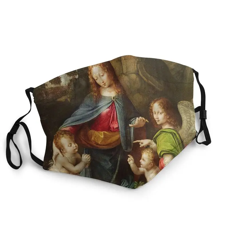 

Leonardo Da Vinci Mask Washable Unisex Virgin Of The Rocks Mouth Face Mask Anti Haze Dust Protection Cover Respirator Muffle