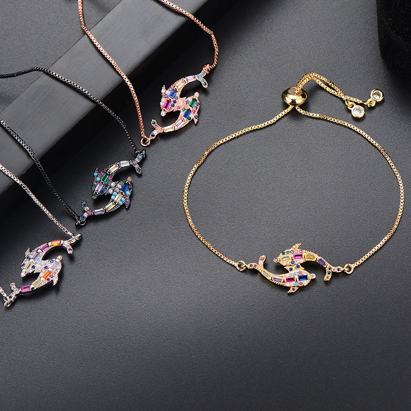 Pipitree прекрасный животный Шарм двойной браслет-Дельфин для женщин девочек дети