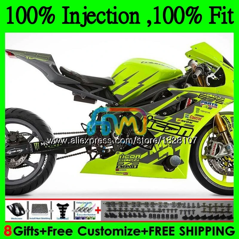 

Желтый зеленый корпус OEM для Triumph Daytona 675 02 03 04 05 06 07 08 76BS.47 Daytona675 2002 2003 2004 2005 2006 2007 2008 обтекатель